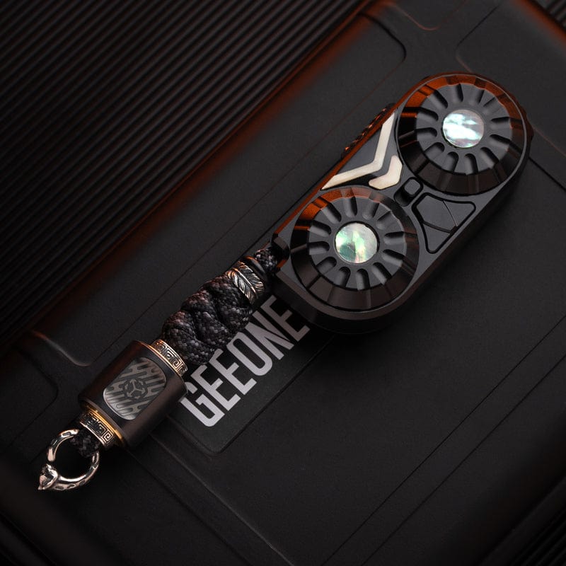 Zipper Pull – MOT OWL Lanyard Bead | Stainless Steel Blackened Crystal Shell EDC Pendant