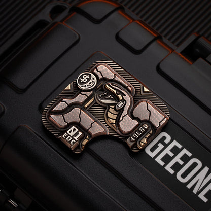 Fidget Slider – 01EDC Maze Block | Titanium Zirconium Brass Copper Push Slider EDC