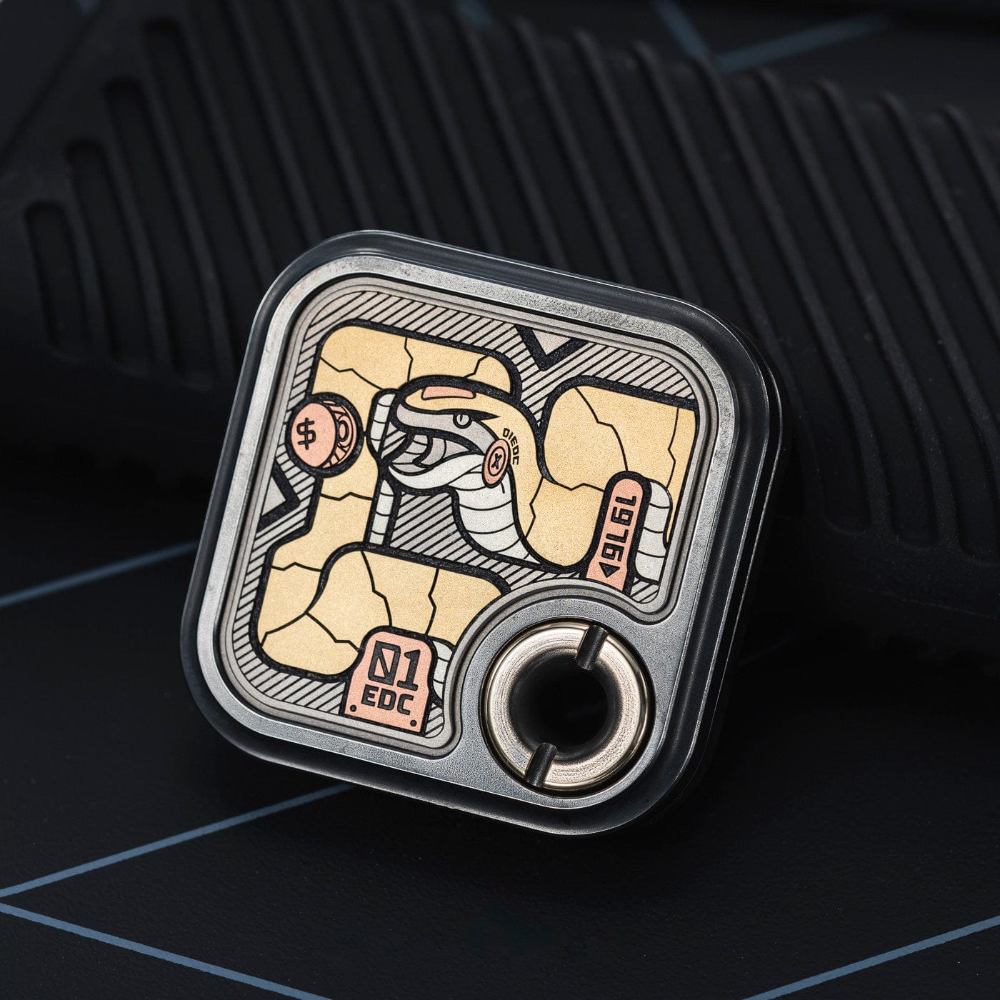 Fidget Slider – 01EDC Maze Block | Titanium Zirconium Brass Copper Push Slider EDC