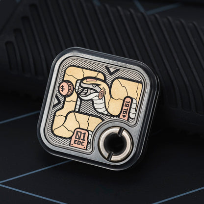Fidget Slider – 01EDC Maze Block | Titanium Zirconium Brass Copper Push Slider EDC
