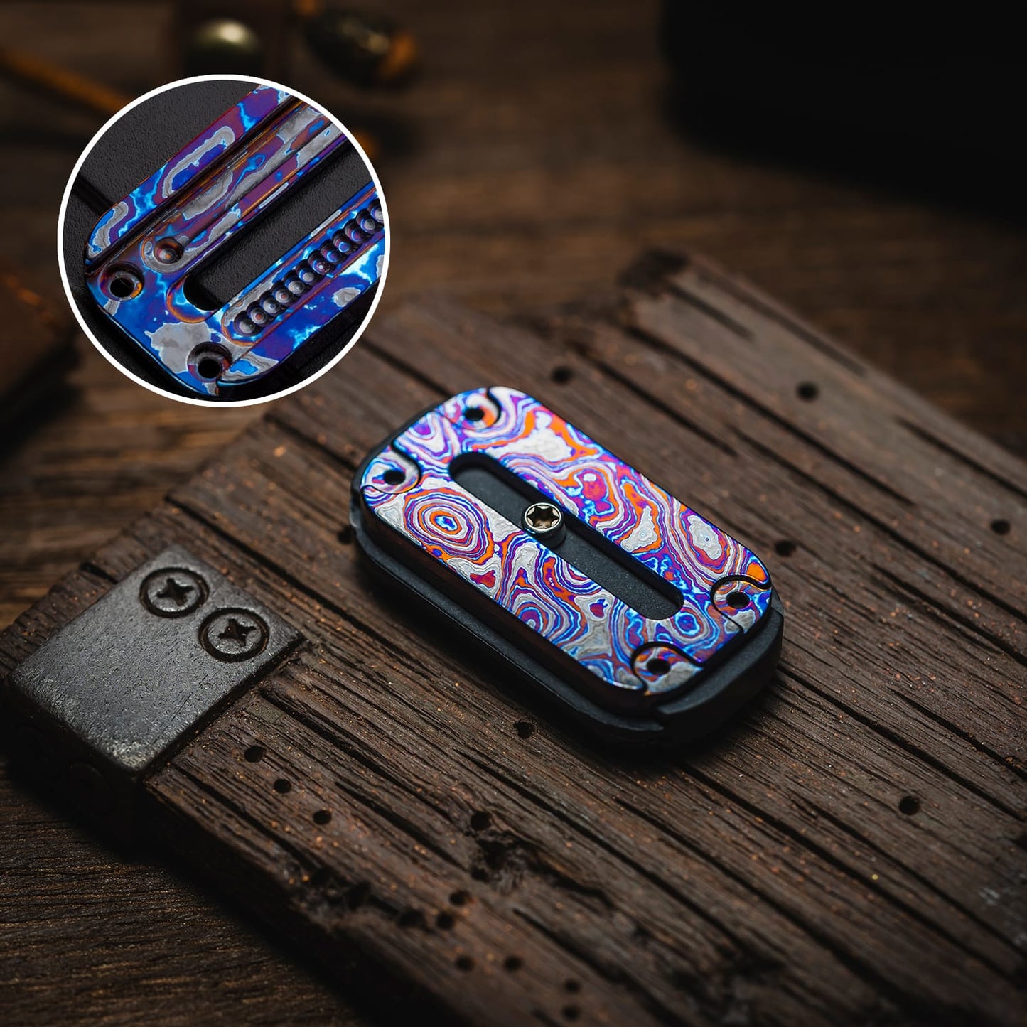 Fidget Slider EDC – 01EDC 01 Slider | Titanium Zirconium PEEK Push Slider Mechanical Magnetic