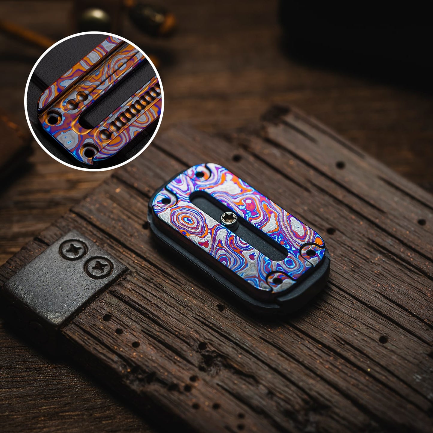 Fidget Slider EDC – 01EDC 01 Slider | Titanium Zirconium PEEK Push Slider Mechanical Magnetic