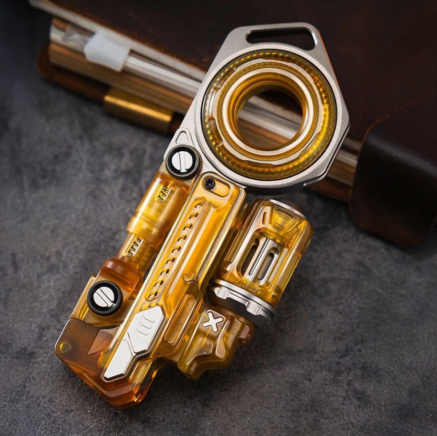Fidget Slider EDC – 01EDC Time Knight 3.0 | Stainless Steel Titanium Zirconium PEI Push Slider