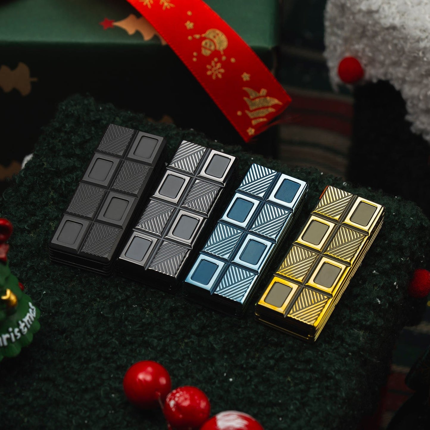 Fidget Slider EDC – 01EDC Wafer Biscuit 2.0 Chocolate | Damascus Mokume Zirconium Push Slider