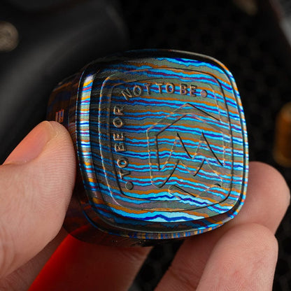 Mechanical Slider – 42Cosmo Life and Death Game | Damascus Mokume Zirconium Zircuti Stainless Steel EDC