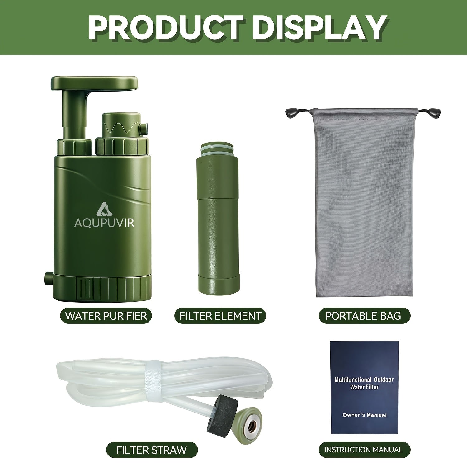 Portable Water Filter Purifier 5-Stage – High-Volume Hand Pump Filtration System for Camping, Hiking, Hunting & Emergency Survival Preparedness