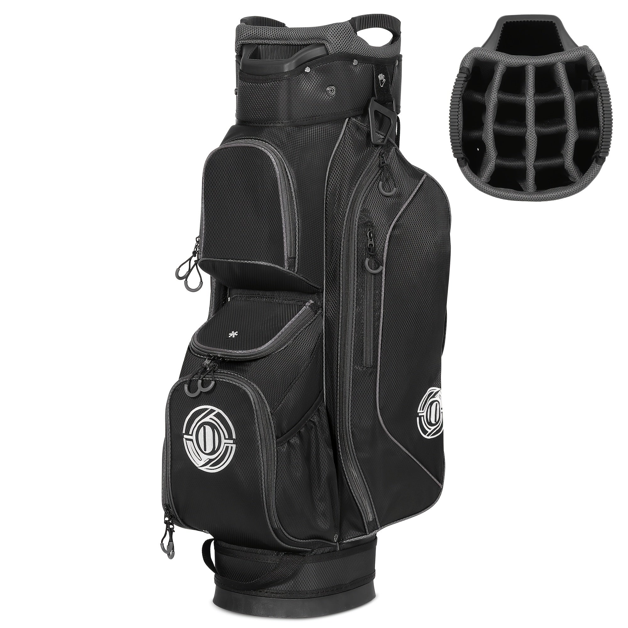 Golf Cart Bag 14-Way Full Length Dividers Protect Clubs 8 Zippered Pockets Cooler Pocket Valuables Pocket Ergonomic Shoulder Straps Rain Cover Water Repellant Unisex Professional Golf Bag Multiple Colors