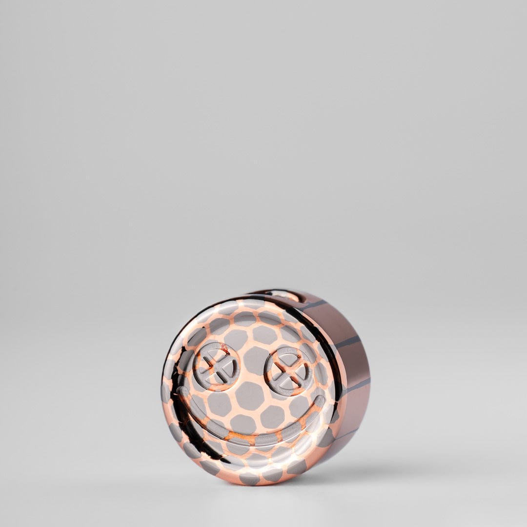 EDC Lanyard Bead – Bad Guy Smile | Titanium Zirconium Damascus Mokuti Super Conductor