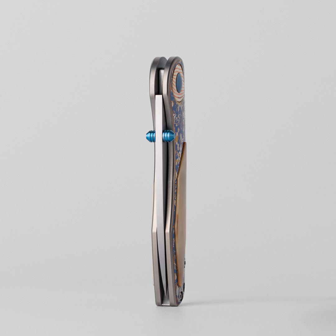 Pocket Knife EDC – Changshanqijie Violet | Titanium M390 K390 Snakewood Rosewood Mammoth Ivory