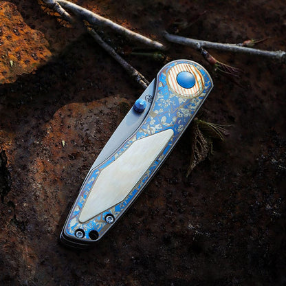 Pocket Knife EDC – Changshanqijie Violet | Titanium M390 K390 Snakewood Rosewood Mammoth Ivory
