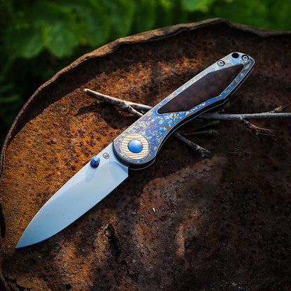Pocket Knife EDC – Changshanqijie Violet | Titanium M390 K390 Snakewood Rosewood Mammoth Ivory