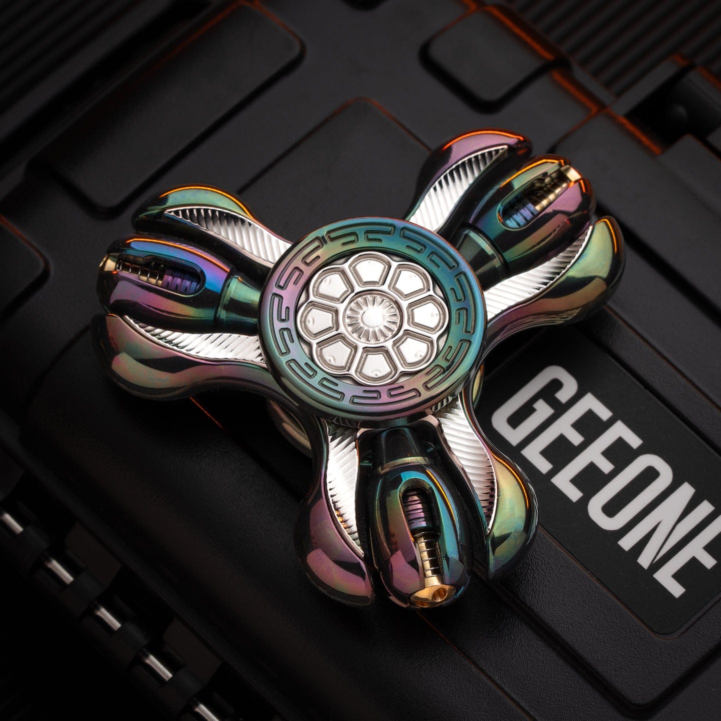 Gyroscope Toy – Chimago Prayer Wheel | Blackened Zirconium Oil Slick EDC Spinner