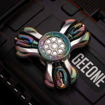 Gyroscope Toy – Chimago Prayer Wheel | Blackened Zirconium Oil Slick EDC Spinner