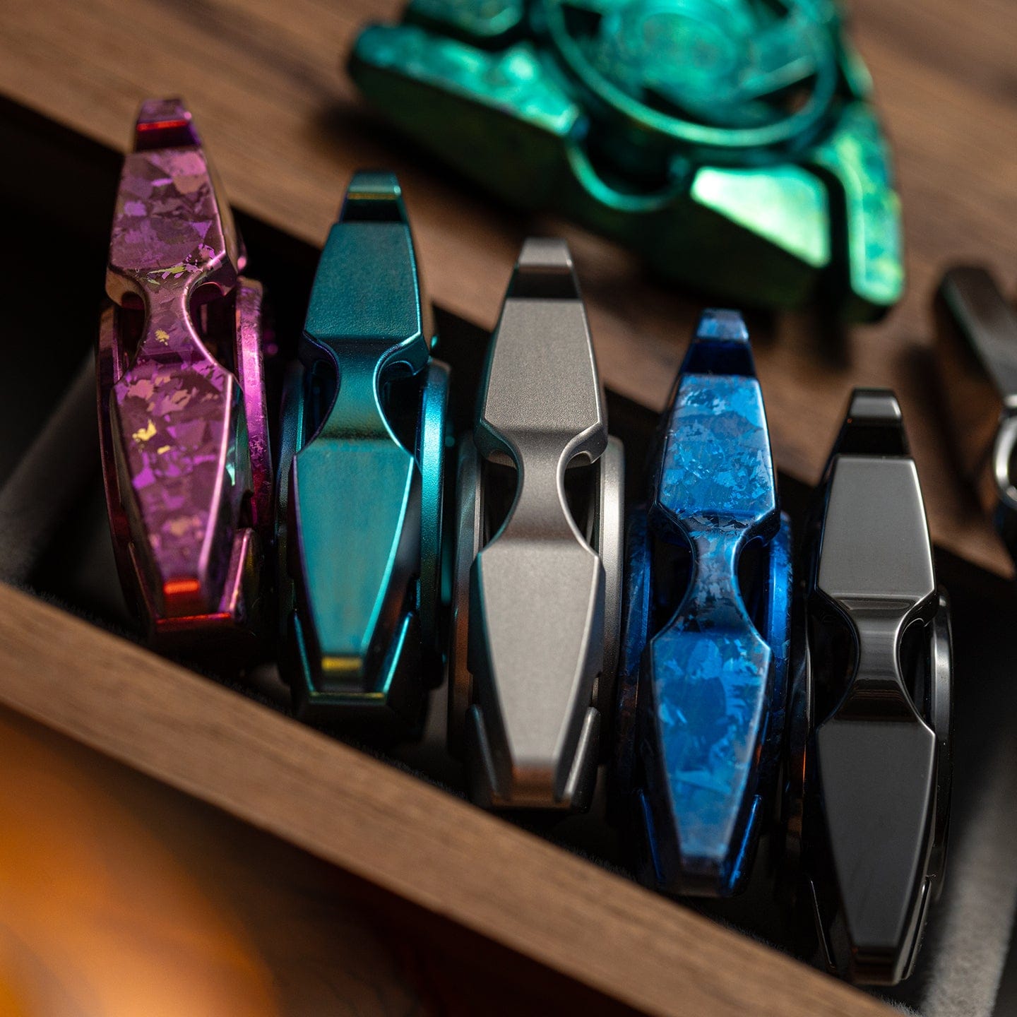 Fidget Slider – DP EDC Rift | Stainless Steel Titanium Zirconium Crystal EDC Push Slider