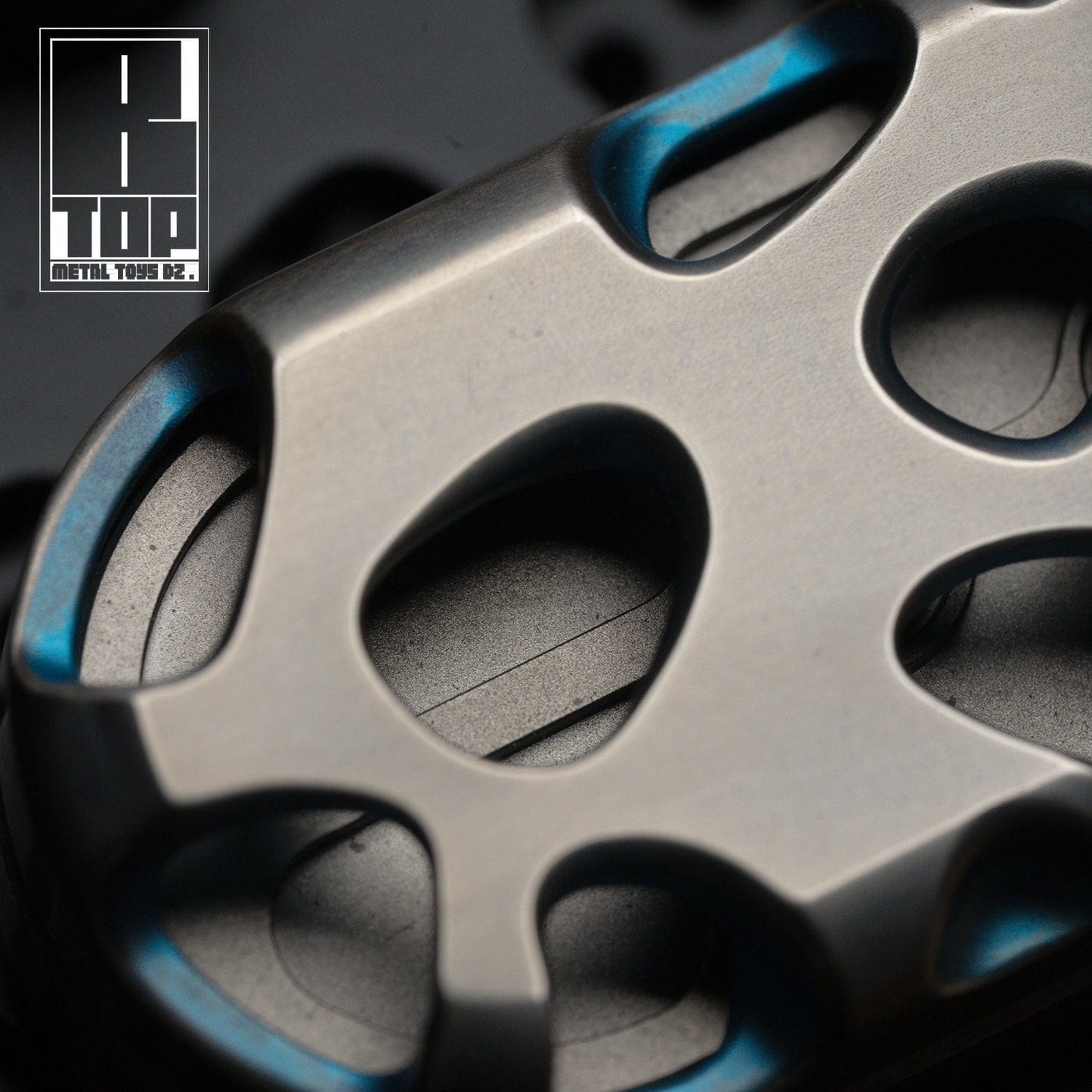 Fidget Slider EDC – DZ Top B Kong | Brass Stainless Steel Hollow CNC Push Slider