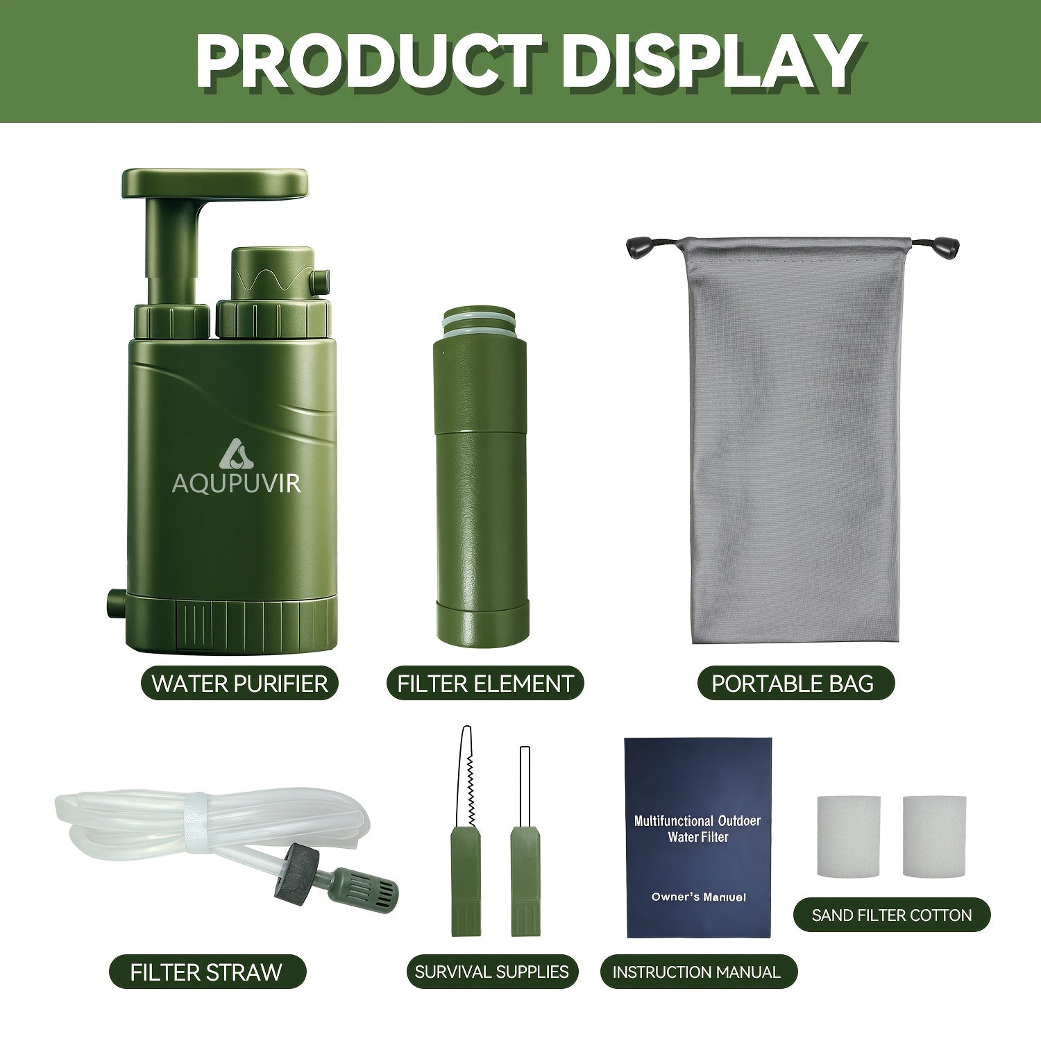 Portable Water Filter Purifier 5-Stage – High-Volume Hand Pump Filtration System for Camping, Hiking, Hunting & Emergency Survival Preparedness