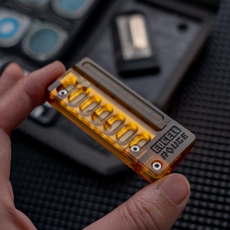 Mechanical Slider – EDCell Quirky Ruler | Titanium Zirconium Brass Ultem EDC Fidget