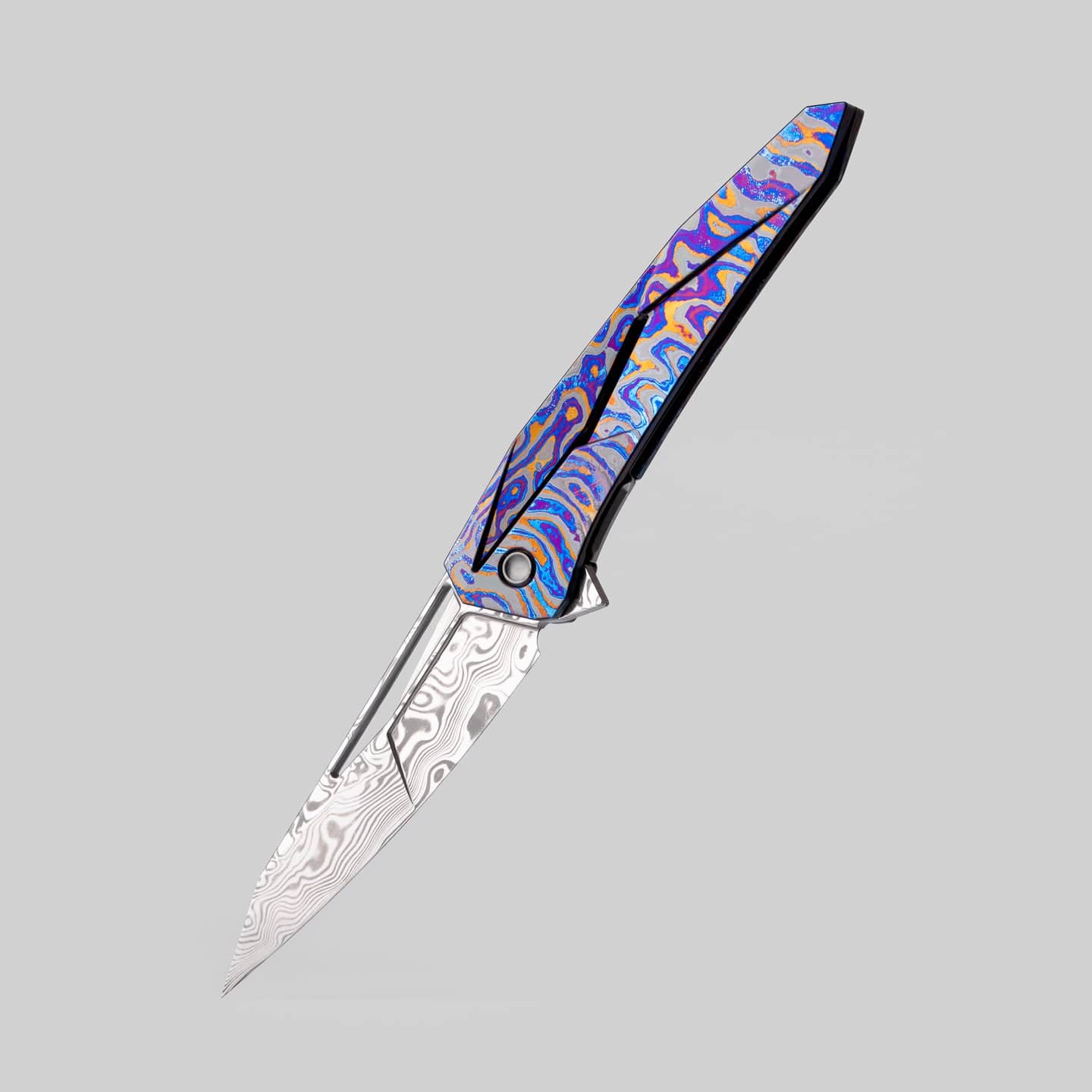 Folding Knife – Fengli Prism | Titanium Damascus Zircuti M390 DLC EDC Pocket Knife