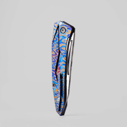 Folding Knife – Fengli Prism | Titanium Damascus Zircuti M390 DLC EDC Pocket Knife
