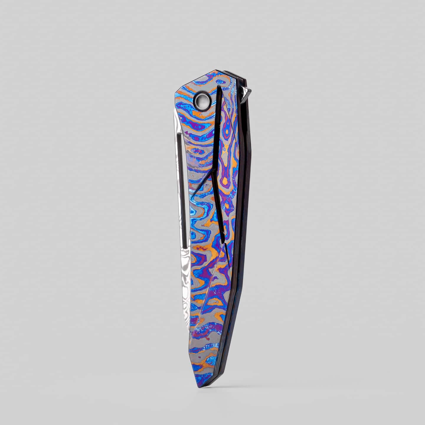 Folding Knife – Fengli Prism | Titanium Damascus Zircuti M390 DLC EDC Pocket Knife
