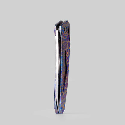 Folding Knife – Fengli Prism | Titanium Damascus Zircuti M390 DLC EDC Pocket Knife