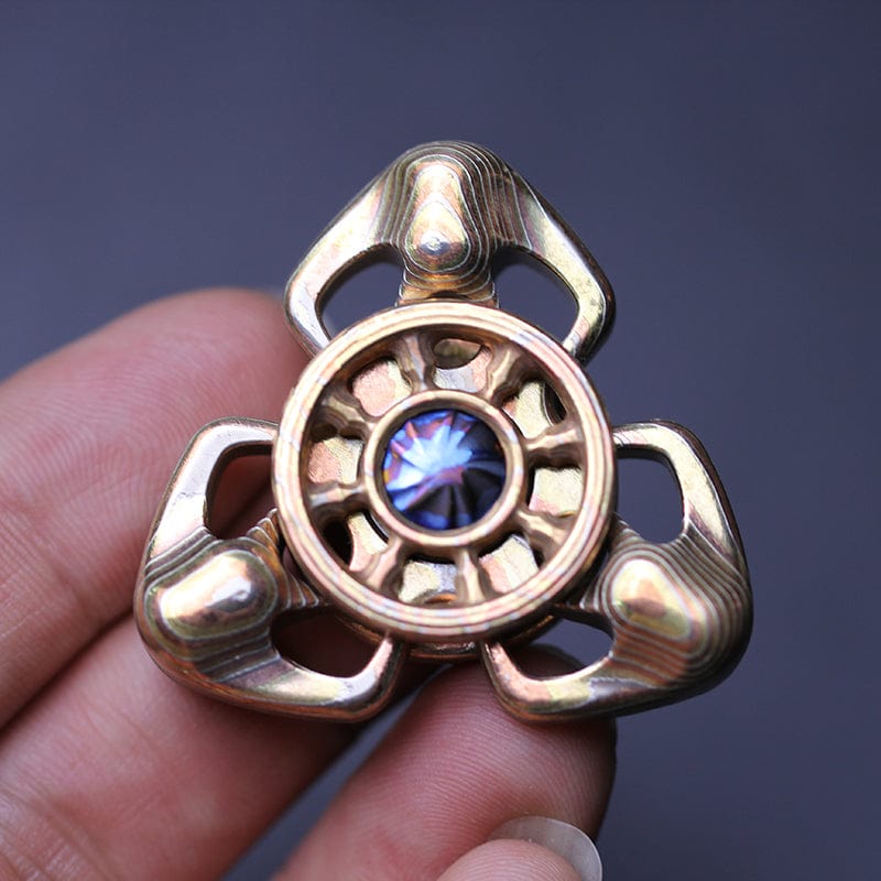 Spinning Top – Chimago Exorcism | Stainless Steel Copper Zirconium Damascus EDC Spinner