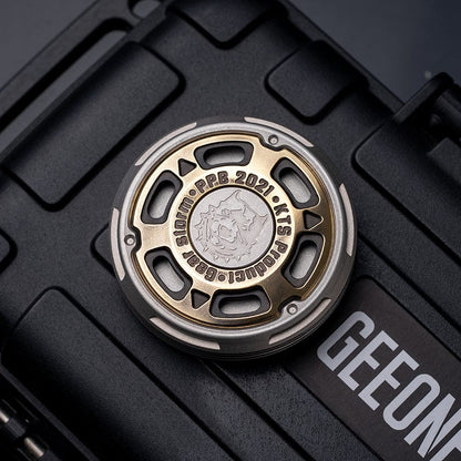 Tactile Coin – GEEOne Gear Storm | Stainless Steel Brass Titanium Zirconium Haptic EDC Coin