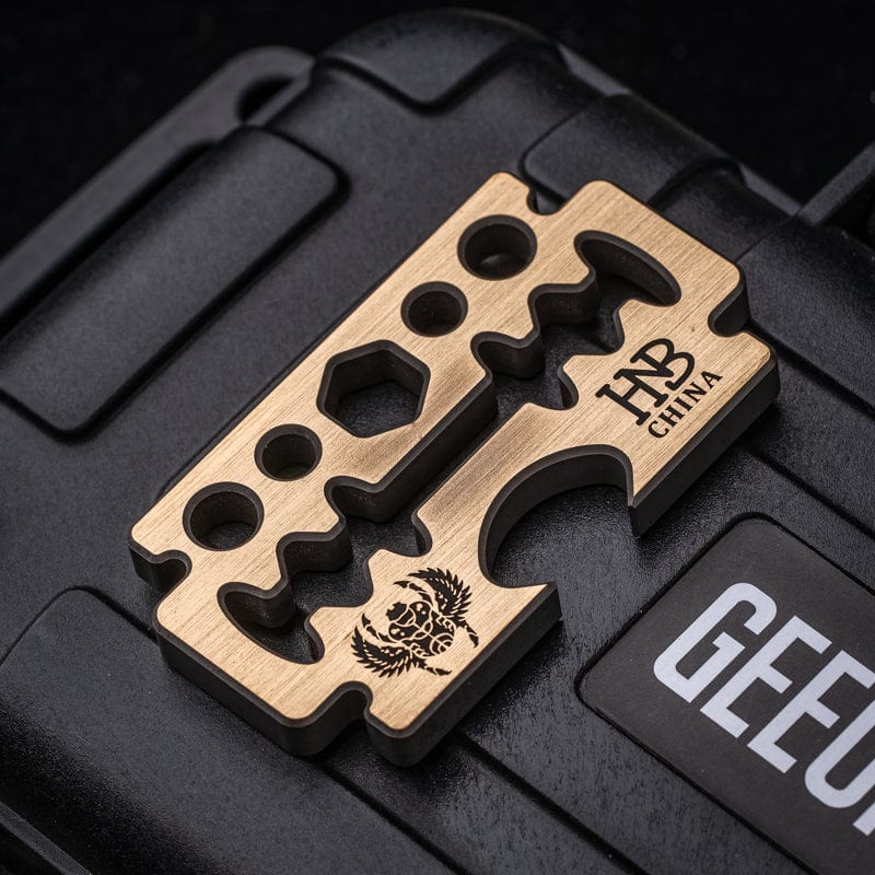 Multi Tool EDC – GEEOne Hannibal Razor 2.0 | Brass Copper Titanium Bottle Opener Wrench Pry Bar