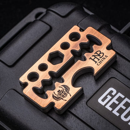 Multi Tool EDC – GEEOne Hannibal Razor 2.0 | Brass Copper Titanium Bottle Opener Wrench Pry Bar