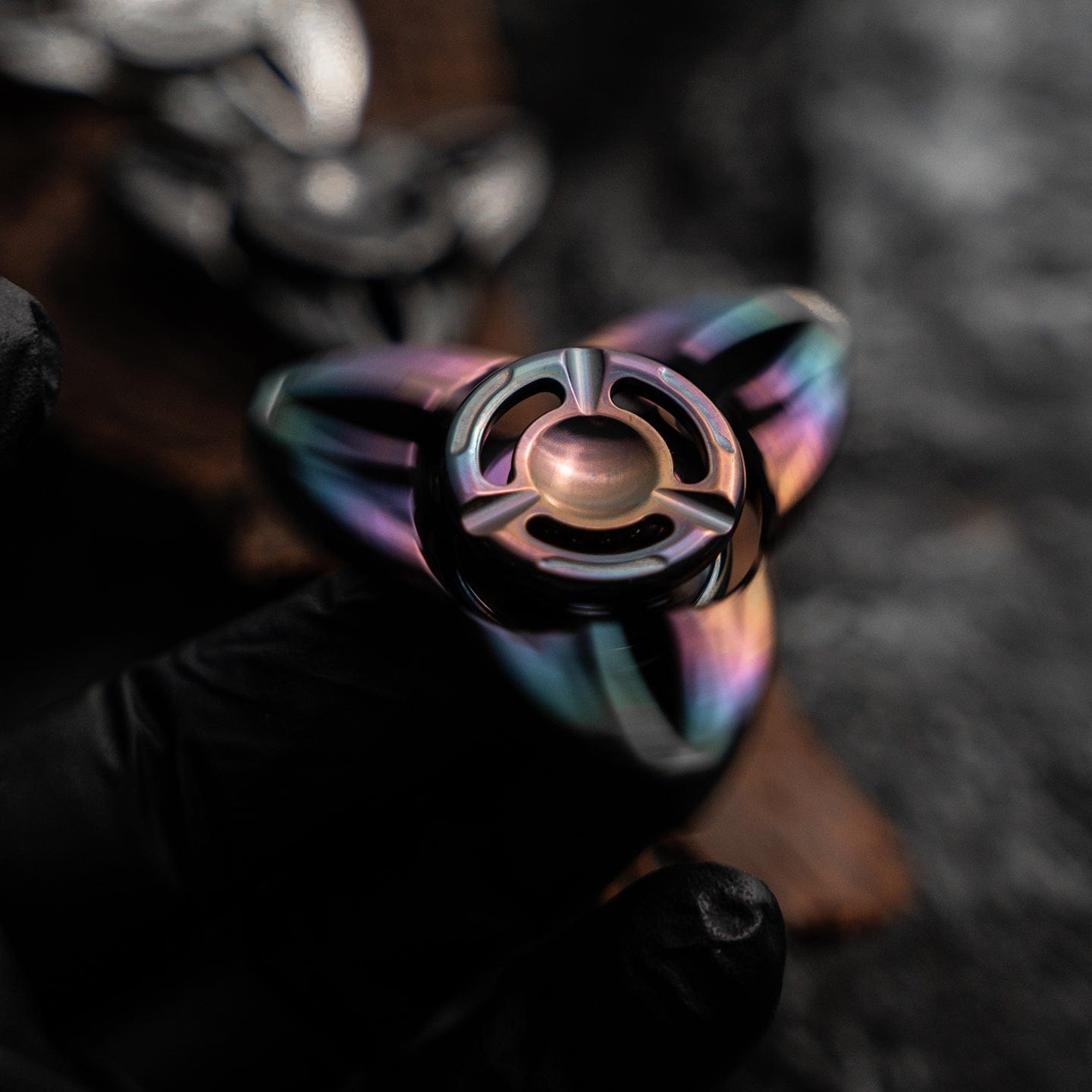 Fidget Spinner EDC – HE EDC Shadow Spinner | Titanium Zirconium Brass Copper Precision Spinner