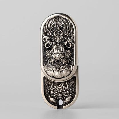 Fidget Slider EDC – Magic Art Roc Slider | Titanium Brass Cupronickel Engraved Push Slider