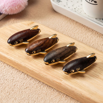 Gyroscope Toy – HF EDC Red Bean Shark | Walnut Ebony Rosewood Brass EDC Spinner