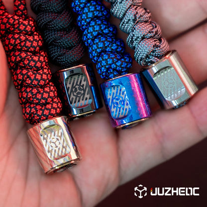 Paracord Bead EDC – JUZHE EDC Scroll | Titanium Zirconium Copper Mokuti Crystal Pendant