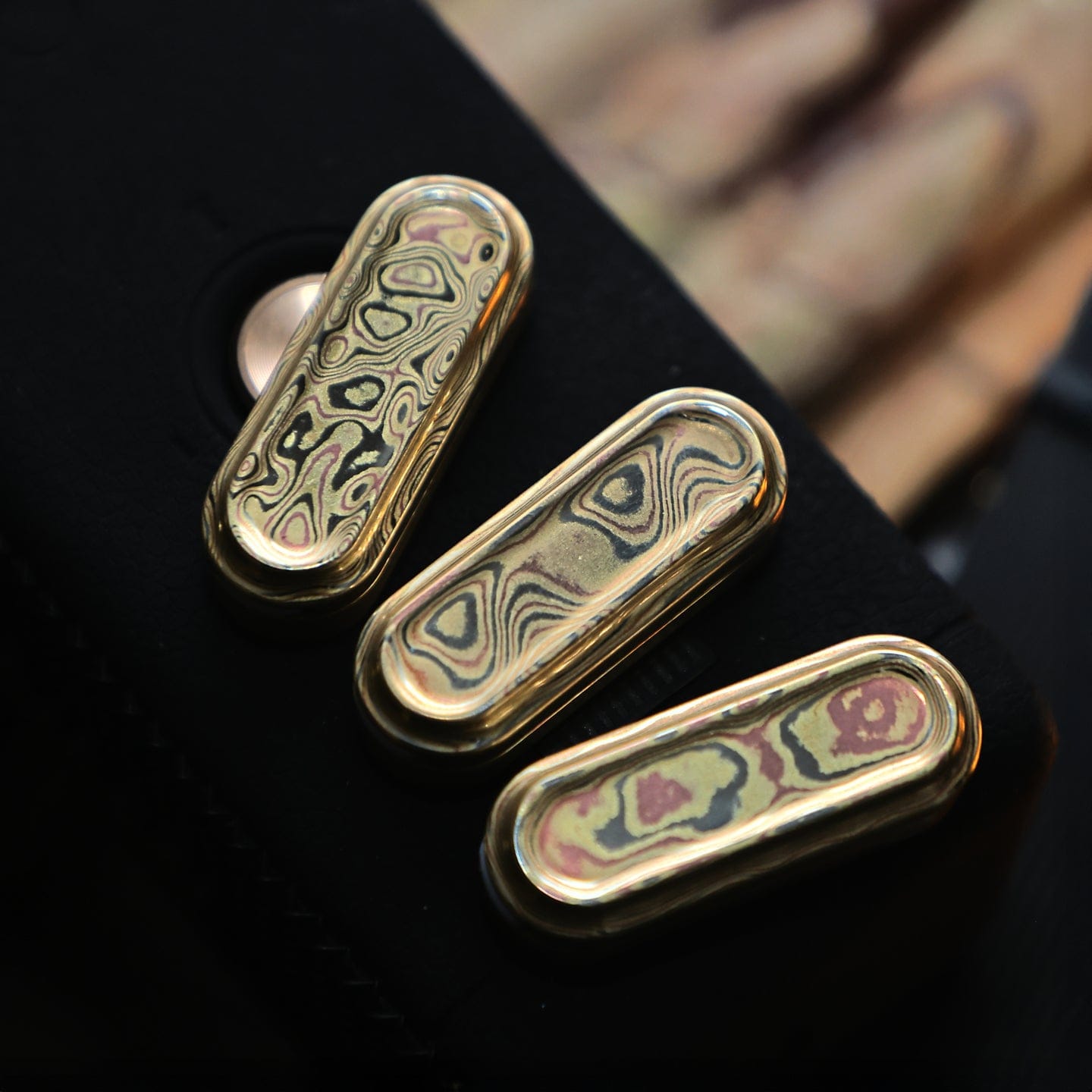 Fidget Slider – KAIS RUYI S | Stainless Steel Zirconium DLC Mokume Push Slider EDC