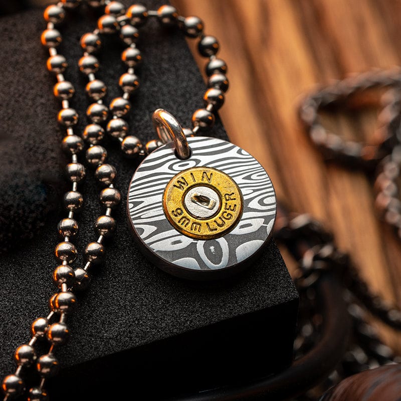 Knife Bead – KASFLY Primer Disc Pendant | Mokuti Damascus Superconductor EDC Disc