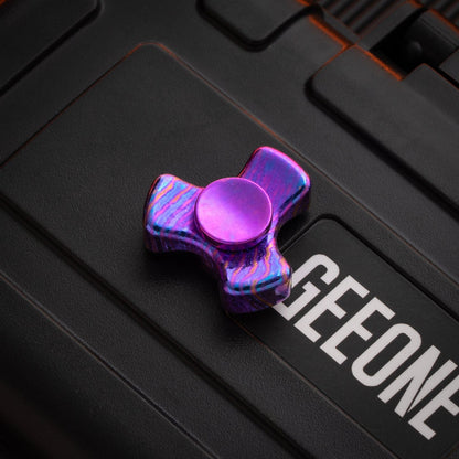 Hand Spinner – KASH EDC Kiddo Spinner | Titanium Zirconium Damascus Crystal EDC Fidget