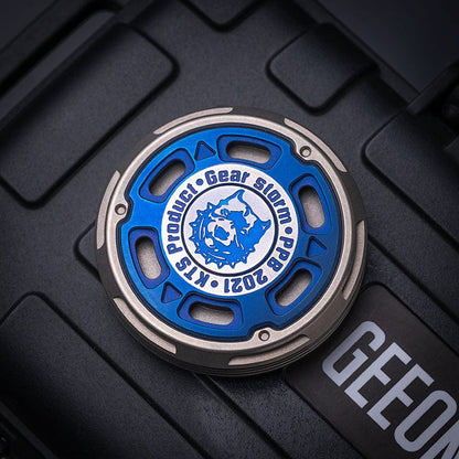 Tactile Coin – GEEOne Gear Storm | Stainless Steel Brass Titanium Zirconium Haptic EDC Coin
