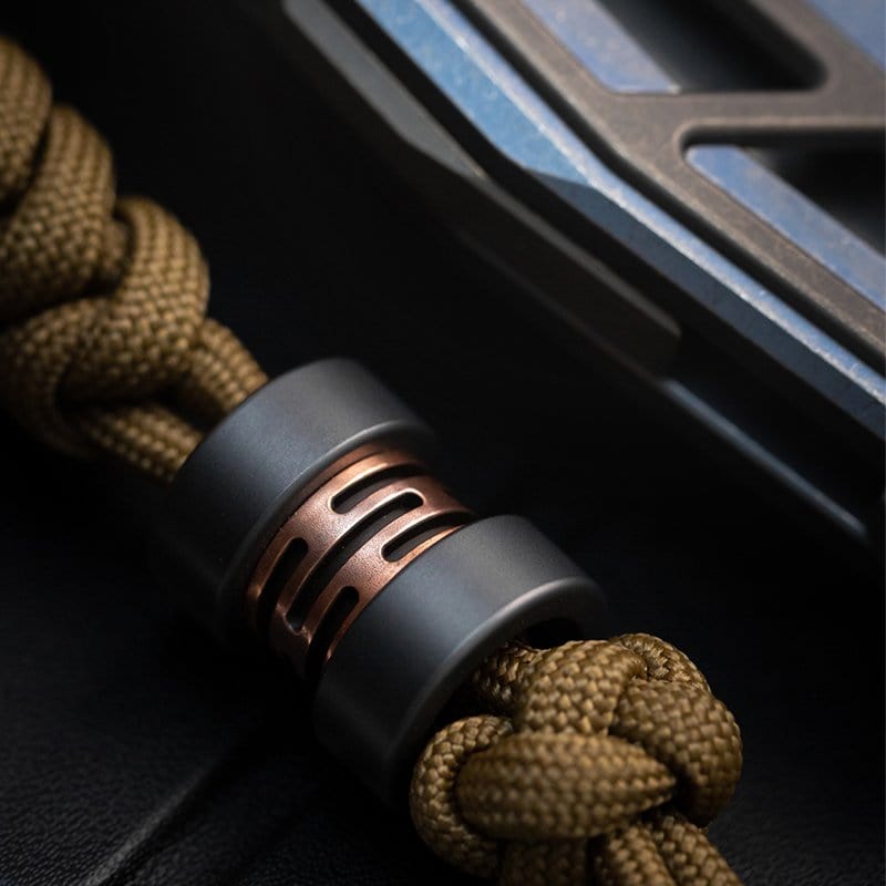 EDC Lanyard Bead – LAUTIE Capacitor | Zircuti Mokume Titanium Zirconium Paracord Bead