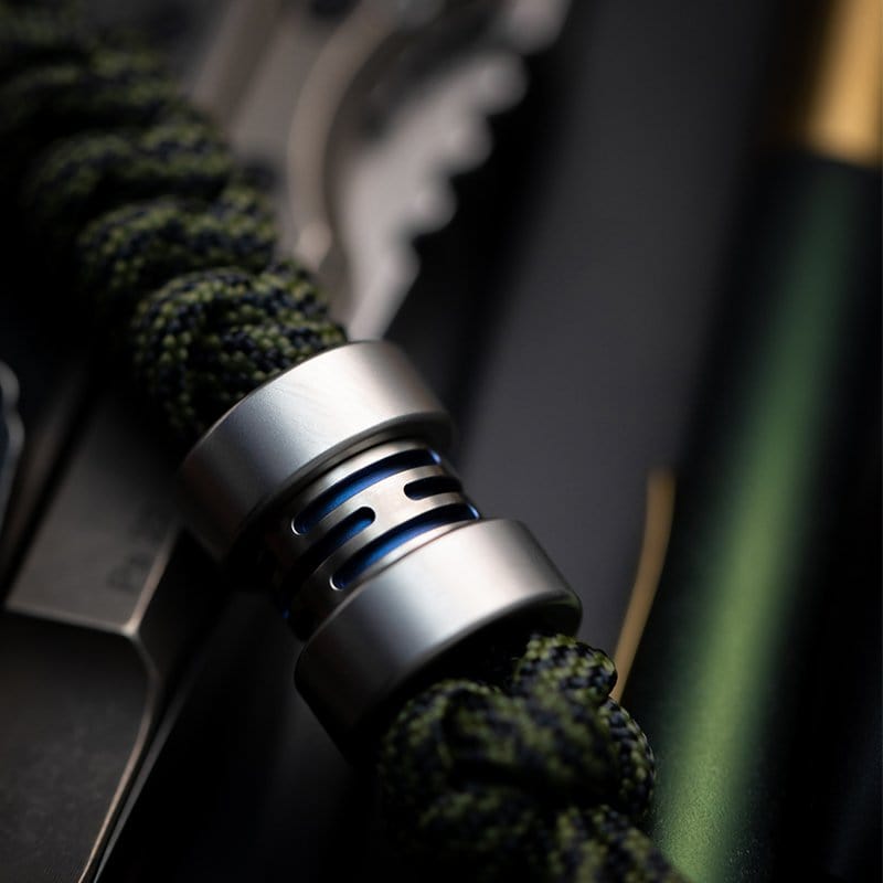 EDC Lanyard Bead – LAUTIE Capacitor | Zircuti Mokume Titanium Zirconium Paracord Bead