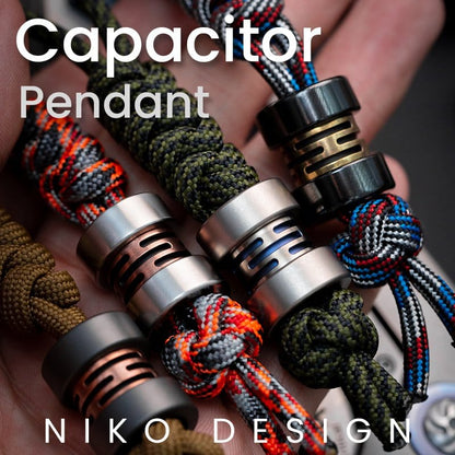 EDC Lanyard Bead – LAUTIE Capacitor | Zircuti Mokume Titanium Zirconium Paracord Bead