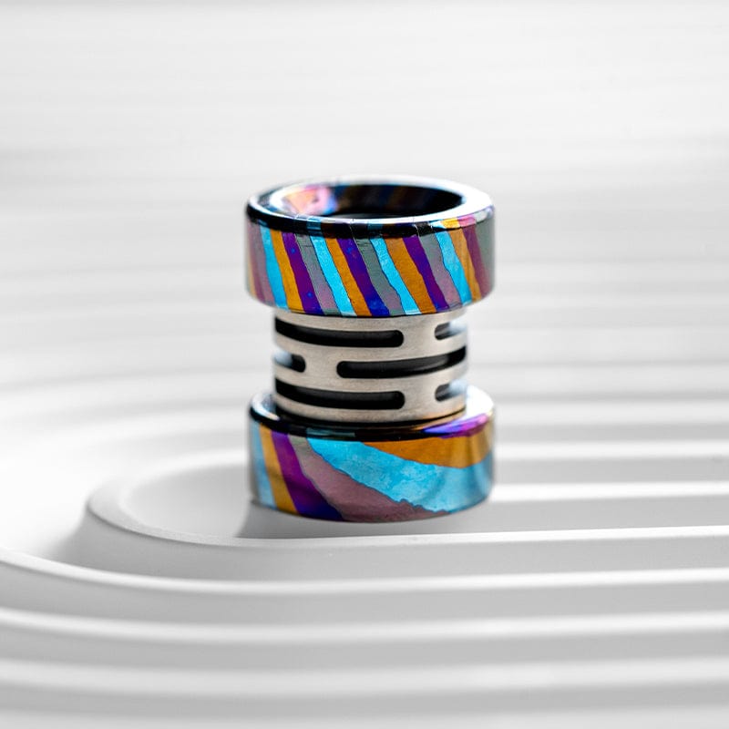 EDC Lanyard Bead – LAUTIE Capacitor | Zircuti Mokume Titanium Zirconium Paracord Bead