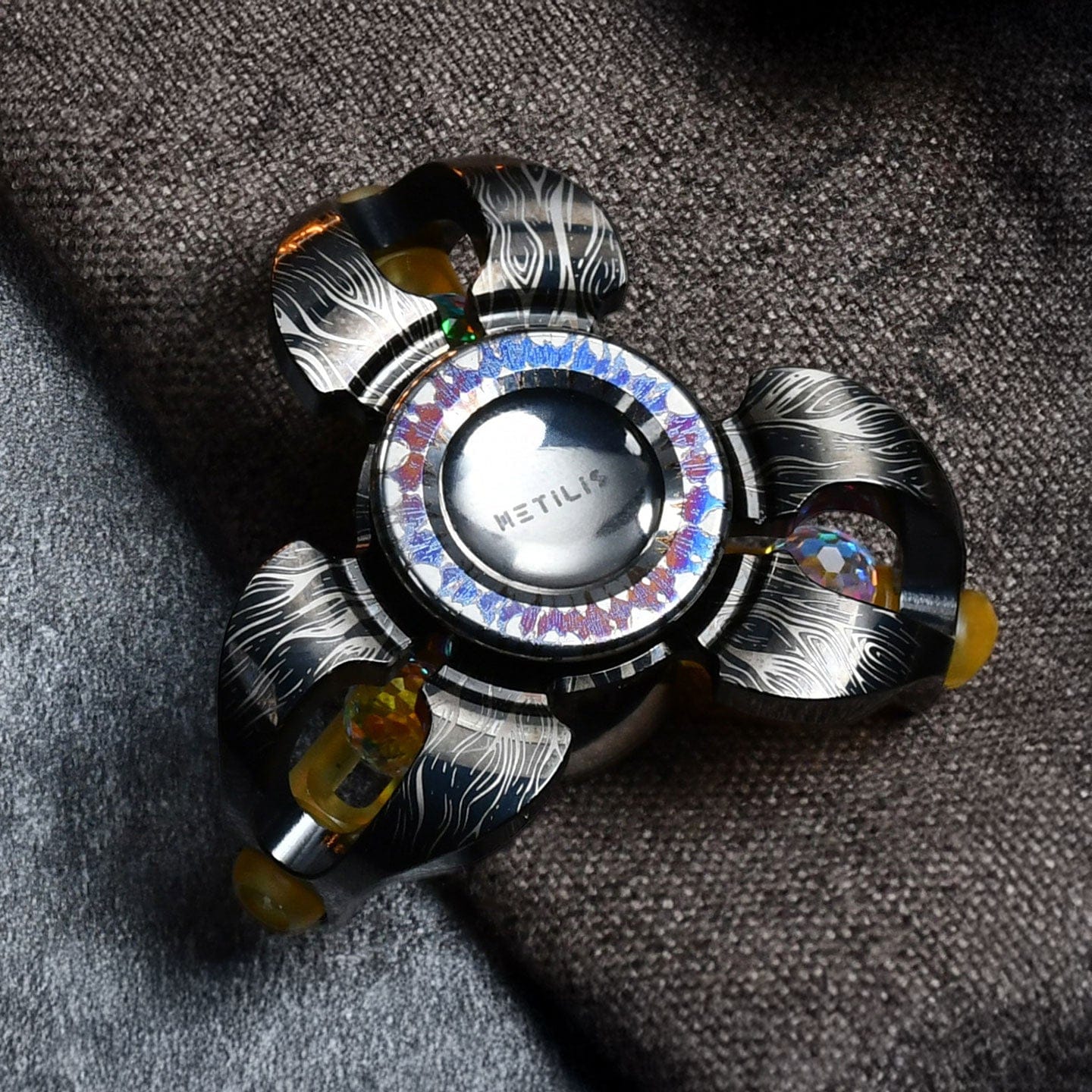 Fidget Spinner – Metilis Star Fall | Stainless Steel Titanium Mokume EDC Spinner