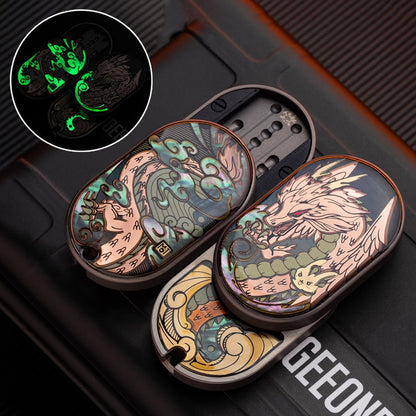 Mechanical Slider – MOT Groove | Titanium Zirconium Dragon EDC Push Slider
