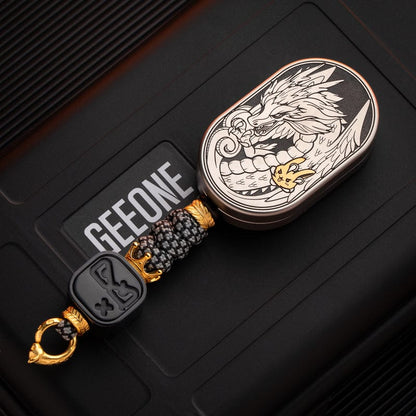 Mechanical Slider – MOT Groove | Titanium Zirconium Dragon EDC Push Slider