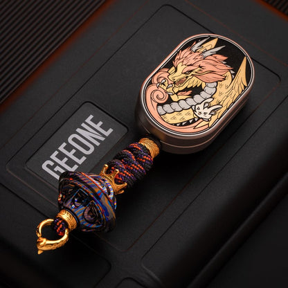 Mechanical Slider – MOT Groove | Titanium Zirconium Dragon EDC Push Slider