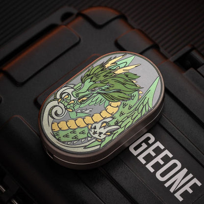 Mechanical Slider – MOT Groove | Titanium Zirconium Dragon EDC Push Slider