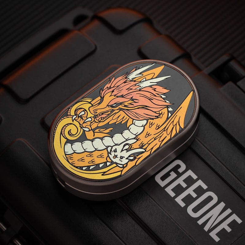 Mechanical Slider – MOT Groove | Titanium Zirconium Dragon EDC Push Slider
