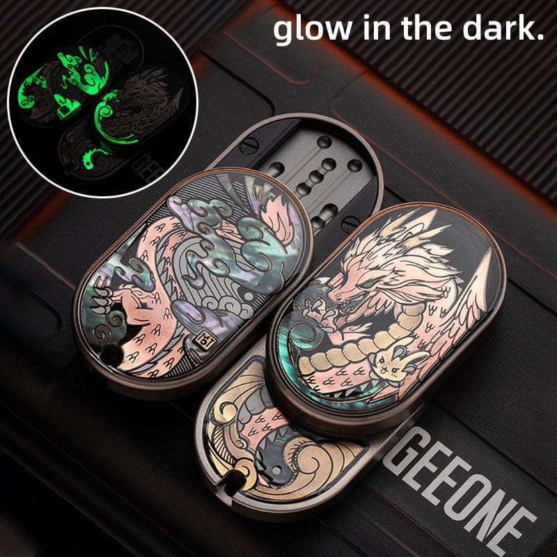 Mechanical Slider – MOT Groove | Titanium Zirconium Dragon EDC Push Slider