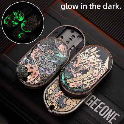 Mechanical Slider – MOT Groove | Titanium Zirconium Dragon EDC Push Slider