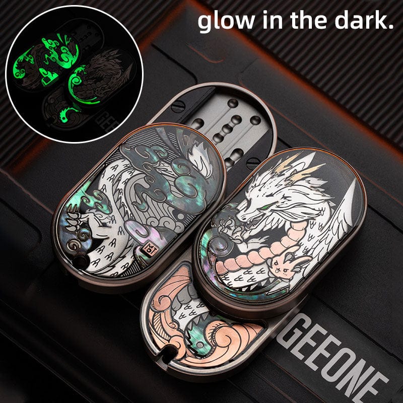 Mechanical Slider – MOT Groove | Titanium Zirconium Dragon EDC Push Slider